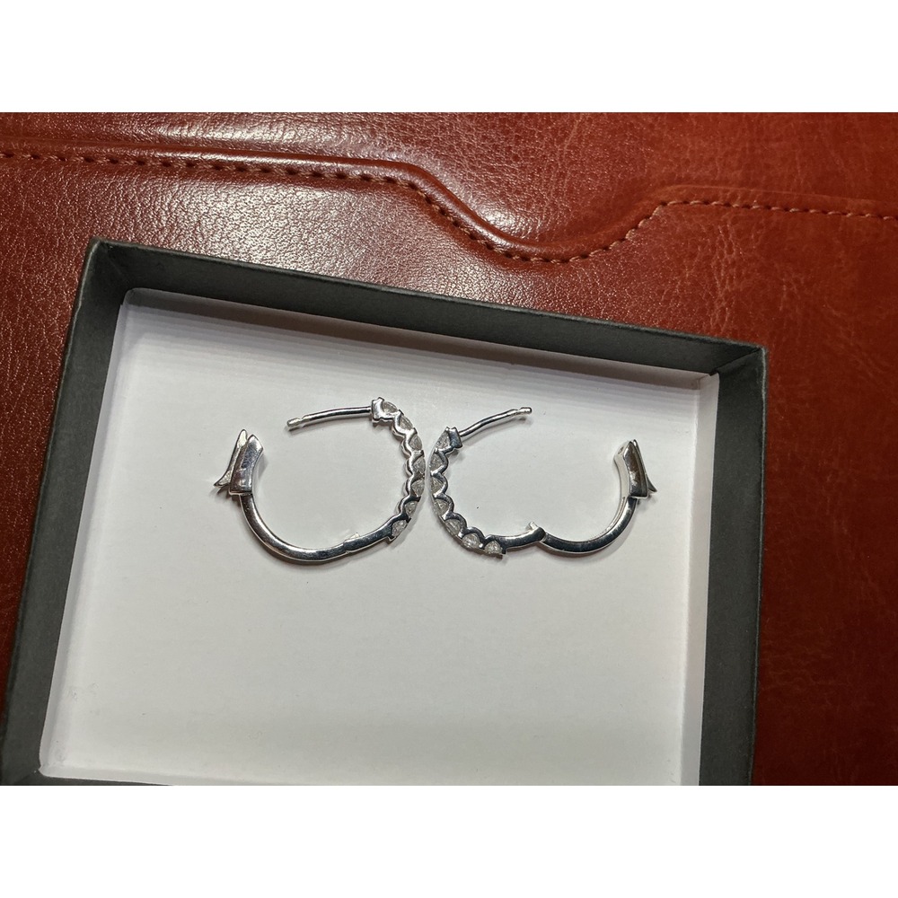 Diamond Sterling Silver Hoop Earrings, tension set, 1.10 carats - Picture 3 of 14